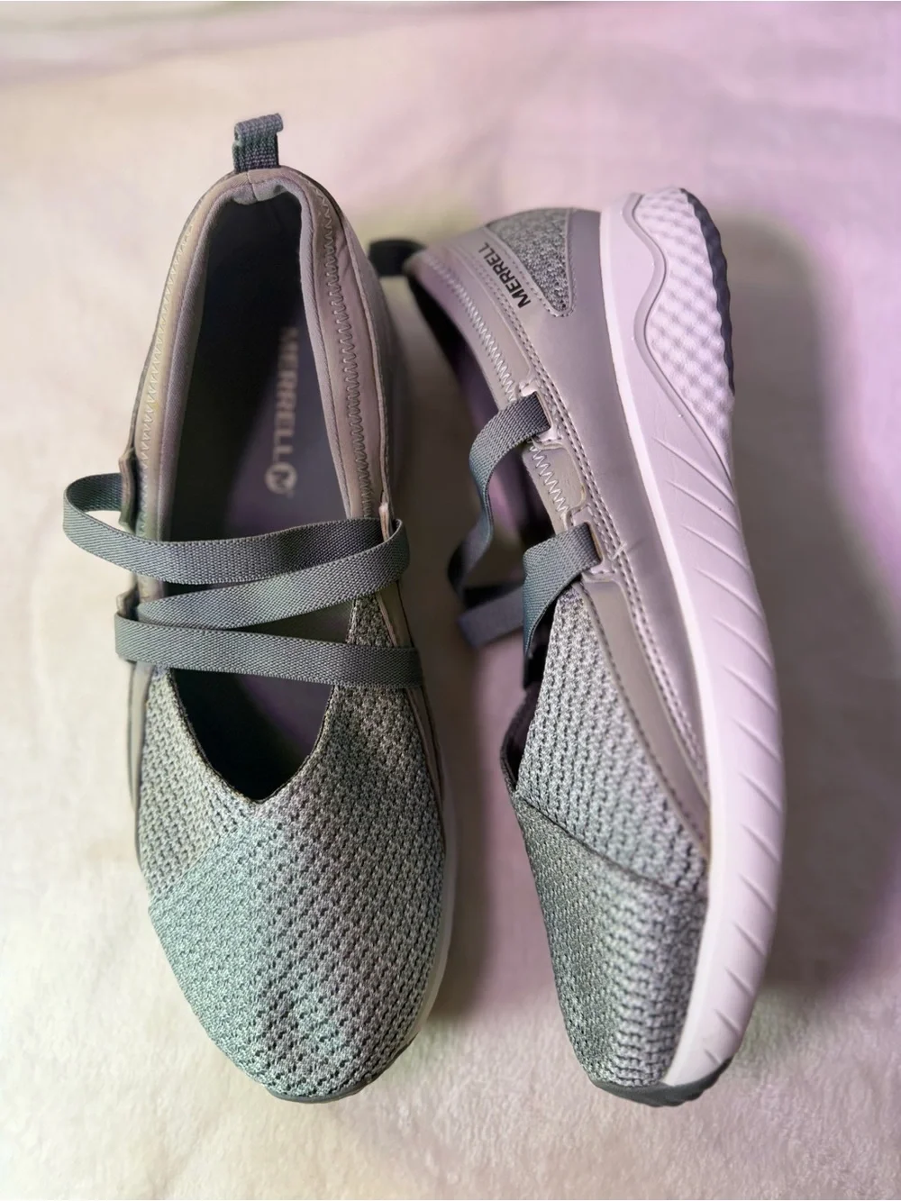 Merrell Women's Gray Knit Slip-On Mary Jane Loafer